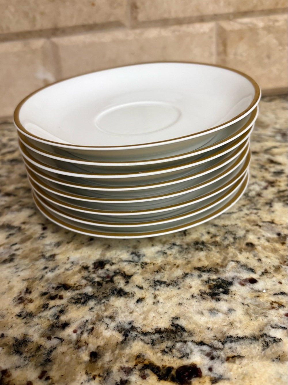 White Porcelain Saucer with Gold Rim - Elegant Dinnerware